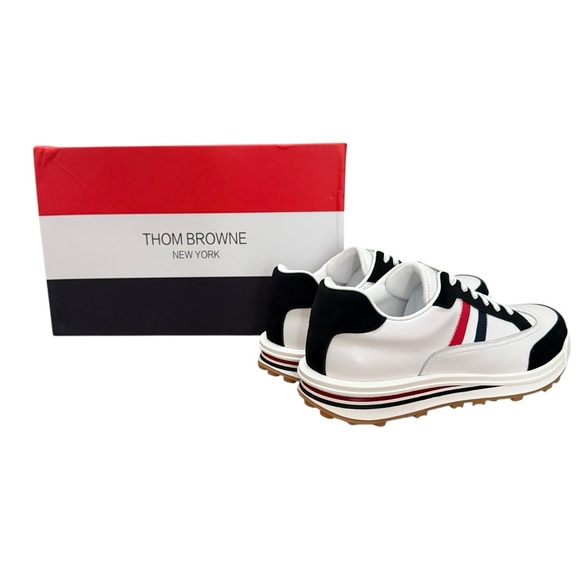 Thom Browne * White and Navy Sneakers with Red Accents - Picture 7 of 8